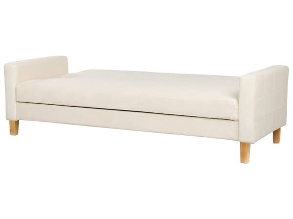 Sovesofa Off White Polyester 3 Personers Moderne Blød Sofaseng med Opbevaring Udtræk Designsofa til Værelse Stofsofa med Armlæn
