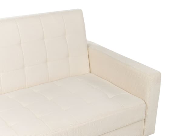 Sovesofa Off White Polyester 3 Personers Moderne Blød Sofaseng med Opbevaring Udtræk Designsofa til Værelse Stofsofa med Armlæn