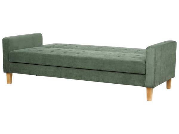 Sovesofa Grøn Polyester 3 Personers Moderne Blød Sofaseng med Opbevaring Udtræk Designsofa til Værelse Stofsofa med Armlæn