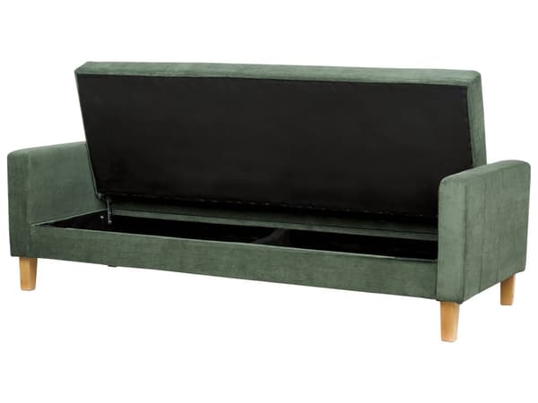 Sovesofa Grøn Polyester 3 Personers Moderne Blød Sofaseng med Opbevaring Udtræk Designsofa til Værelse Stofsofa med Armlæn