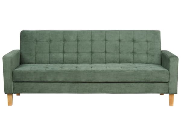 Sovesofa Grøn Polyester 3 Personers Moderne Blød Sofaseng med Opbevaring Udtræk Designsofa til Værelse Stofsofa med Armlæn