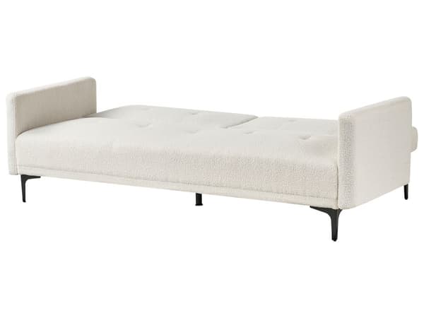 Bäddsoffa Off-White Bouclé 3-sits Knäppt Sits Klick Klack
