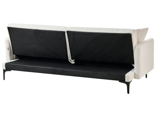 Bäddsoffa Off-White Bouclé 3-sits Knäppt Sits Klick Klack