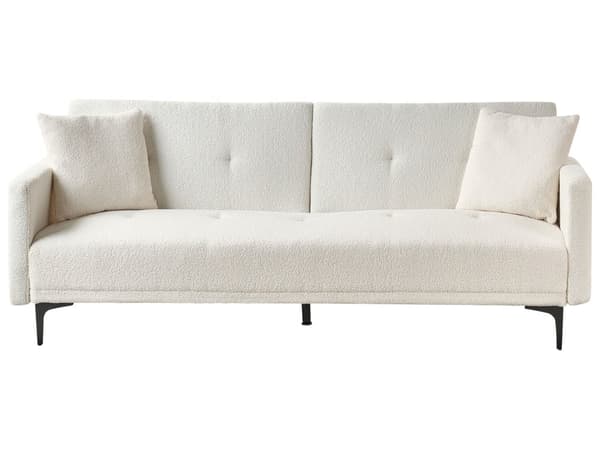 Bäddsoffa Off-White Bouclé 3-sits Knäppt Sits Klick Klack