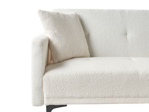 Bäddsoffa Off-White Bouclé 3-sits Knäppt Sits Klick Klack