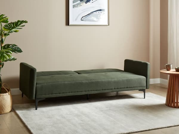 Bäddsoffa Mörkgrön Tyg 3-sits Knäppt Sits Klick Klack