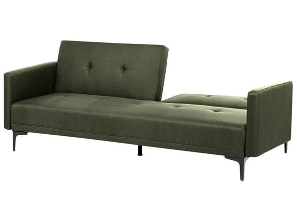 Bäddsoffa Mörkgrön Tyg 3-sits Knäppt Sits Klick Klack