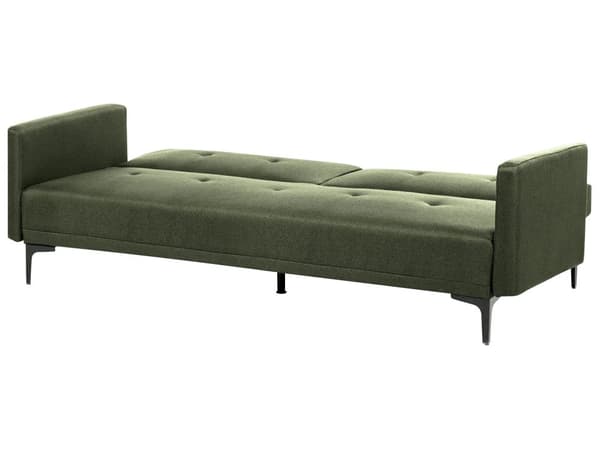 Bäddsoffa Mörkgrön Tyg 3-sits Knäppt Sits Klick Klack