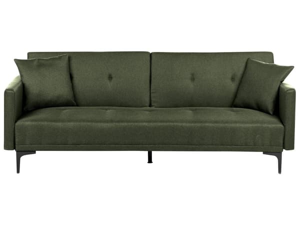 Bäddsoffa Mörkgrön Tyg 3-sits Knäppt Sits Klick Klack