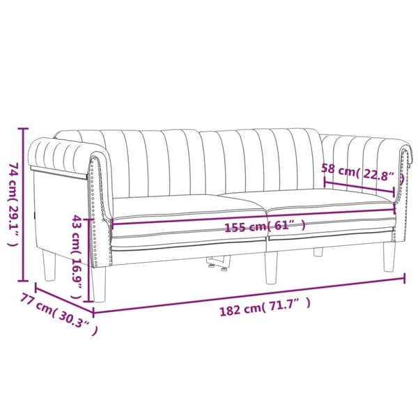 vidaXL Soffa 2-sits rosa sammet