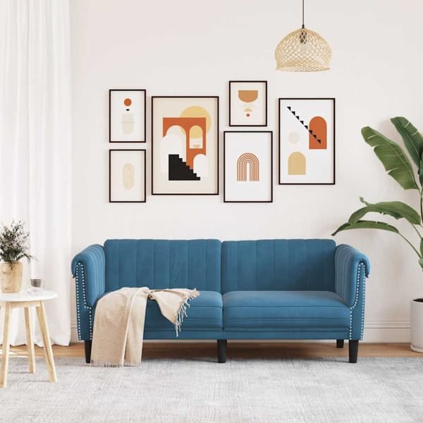 vidaXL Soffa 2-sits blå sammet