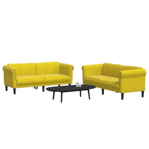 vidaXL sofasæt 2 dele velour gul