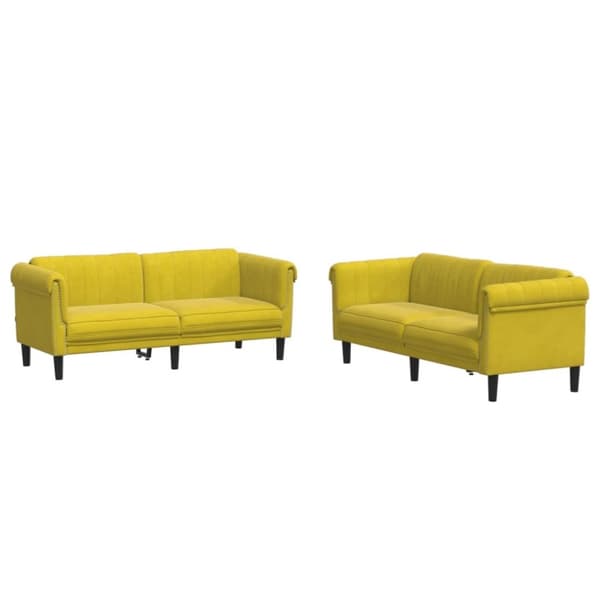 vidaXL sofasæt 2 dele velour gul