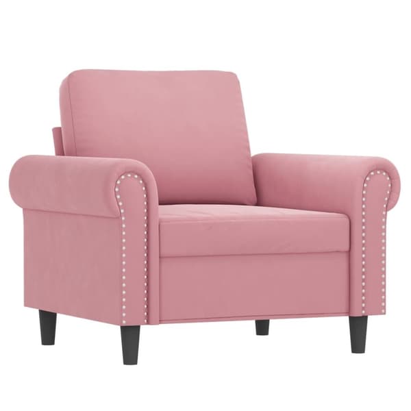 vidaXL Fåtölj med fotpall rosa 60 cm sammet