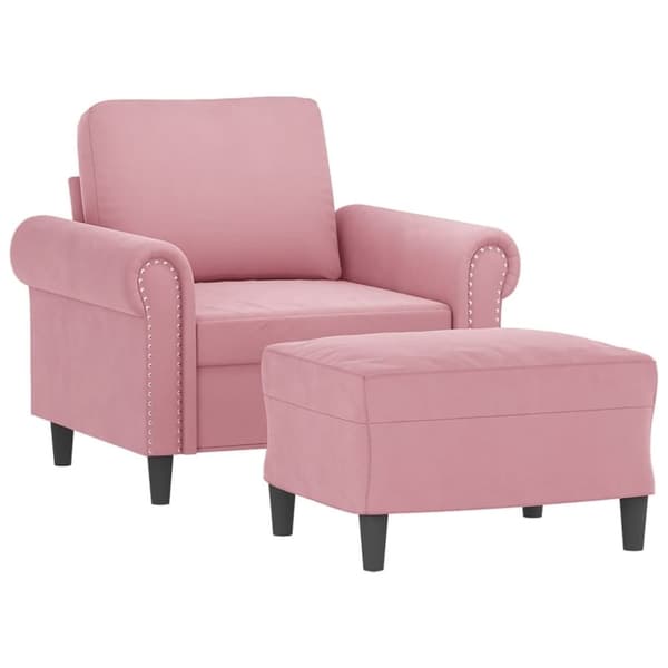 vidaXL Fåtölj med fotpall rosa 60 cm sammet
