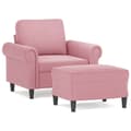 Miniatyrbild 1 av 7: vidaXL Fåtölj med fotpall rosa 60 cm sammet