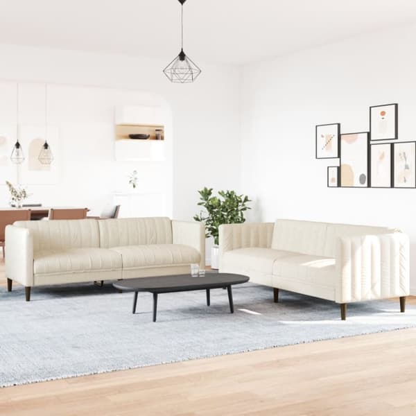 vidaXL sofasæt 2 dele stof cremefarvet