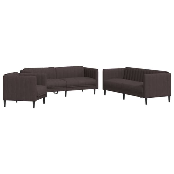 vidaXL sofasæt 3 dele stof mørkebrun