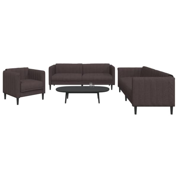vidaXL sofasæt 3 dele stof mørkebrun