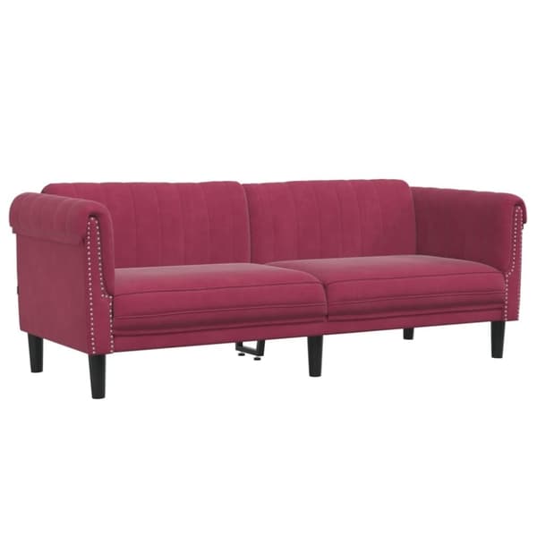 vidaXL sofasæt 3 dele velour vinrød