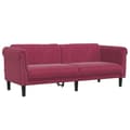 Miniatyrbillede 4 af 11: vidaXL sofasæt 3 dele velour vinrød