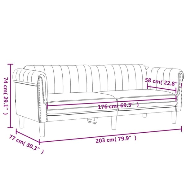 vidaXL sofasæt 3 dele velour vinrød