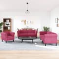 Miniatyrbillede 2 af 11: vidaXL sofasæt 3 dele velour vinrød