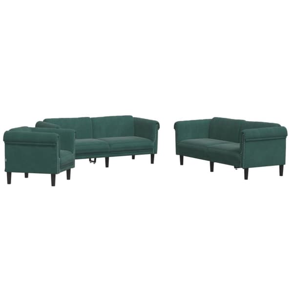 vidaXL sofasæt 3 dele velour mørkegrøn