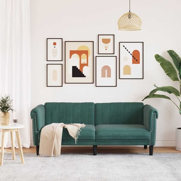 vidaXL 2-personers sofa velour mørkegrøn