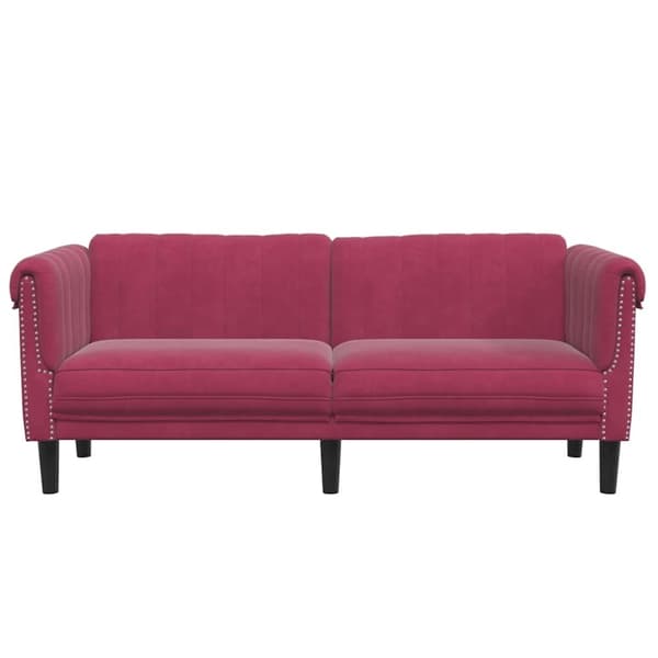 vidaXL Soffa 2-sits vinröd sammet