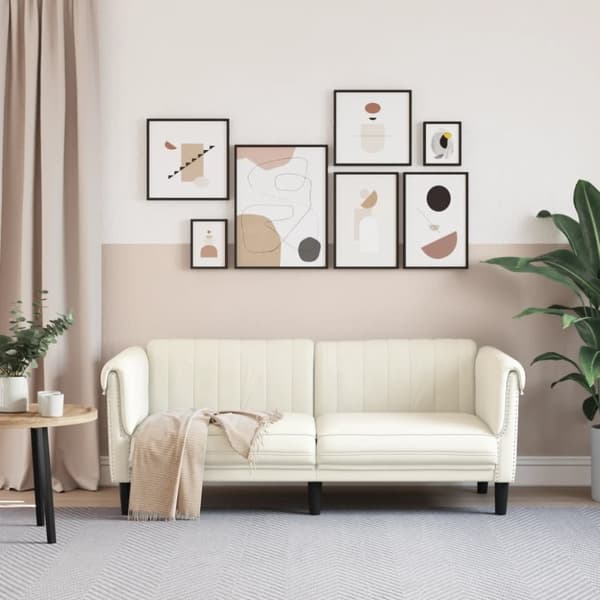 vidaXL 2-personers sofa velour cremefarvet