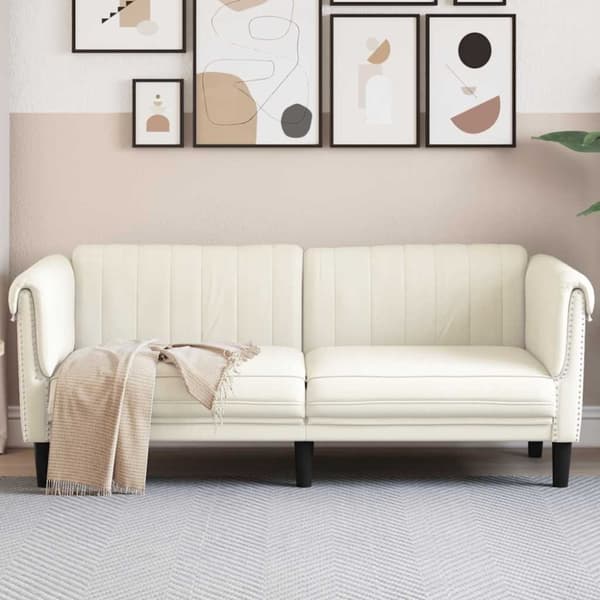 vidaXL 2-personers sofa velour cremefarvet