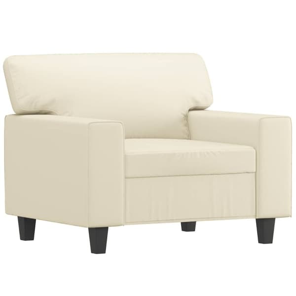 vidaXL Fåtölj med fotpall gräddvit 60 cm konstläder