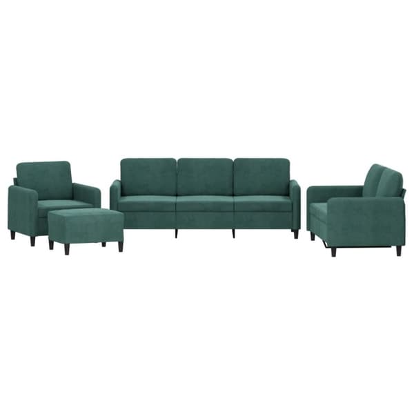 vidaXL sofasæt 4 dele velour mørkegrøn