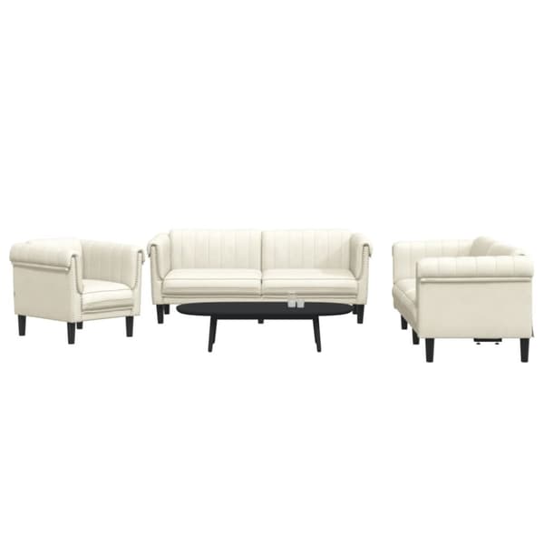 vidaXL sofasæt 3 dele velour cremefarvet