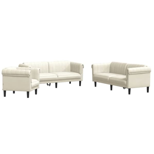 vidaXL sofasæt 3 dele velour cremefarvet