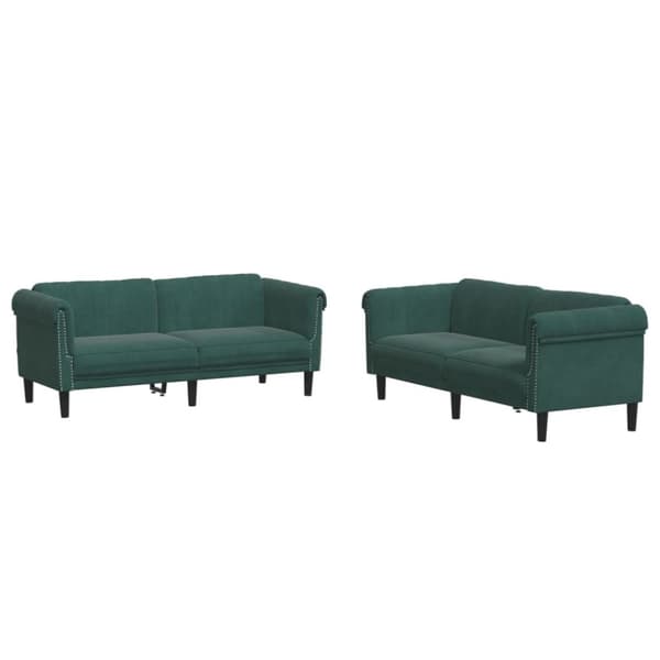 vidaXL sofasæt 2 dele velour mørkegrøn