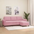 Miniatyrbild 7 av 7: vidaXL 3-sitssoffa med fotpall rosa 180 cm sammet
