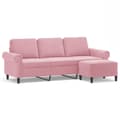 Miniatyrbild 1 av 7: vidaXL 3-sitssoffa med fotpall rosa 180 cm sammet