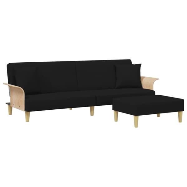 vidaXL 2-personers sovesofa med puder og fodskammel velour sort