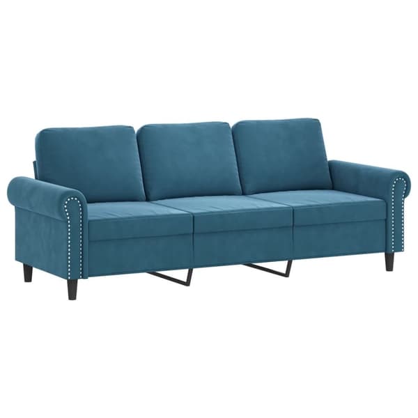 vidaXL 3-personers sofa med fodskammel 180 cm velour blå