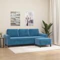 Miniatyrbillede 7 af 7: vidaXL 3-personers sofa med fodskammel 180 cm velour blå