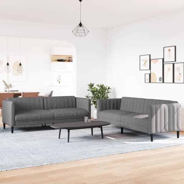 vidaXL sofasæt 2 dele stof gråbrun