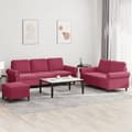 Miniatyrbillede 9 af 9: vidaXL sofasæt 2 dele med hynder velour vinrød