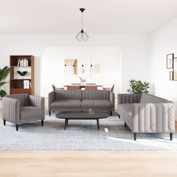 vidaXL sofasæt 3 dele stof gråbrun