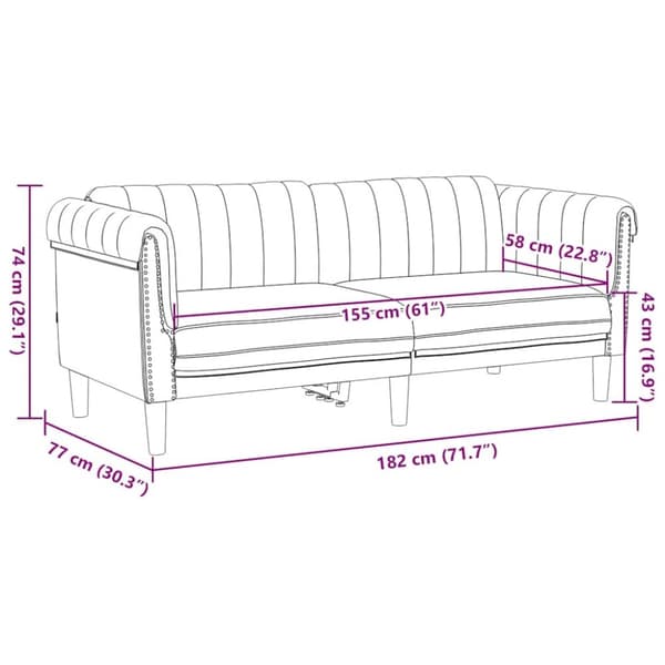 vidaXL 2-personers sofa velour brun