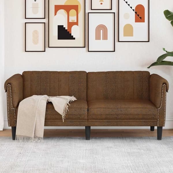 vidaXL 2-personers sofa velour brun