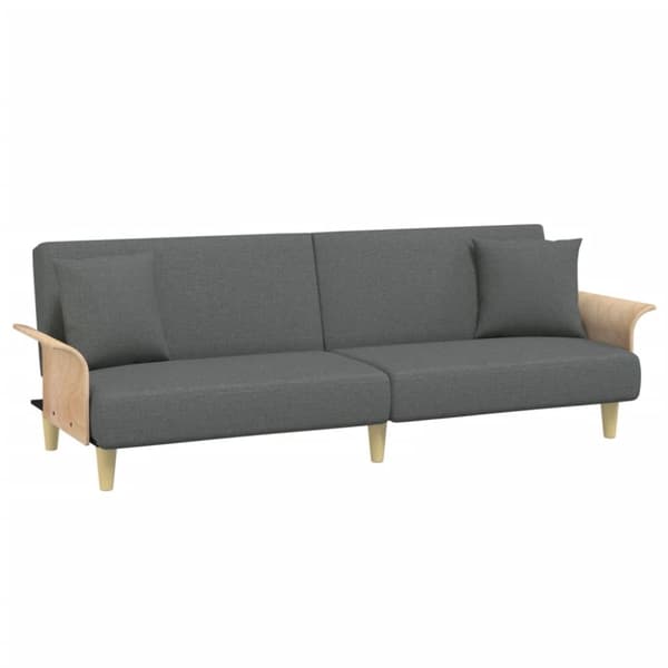 vidaXL Bäddsoffa 2-sits med kuddar och fotpall mörkgrå sammet