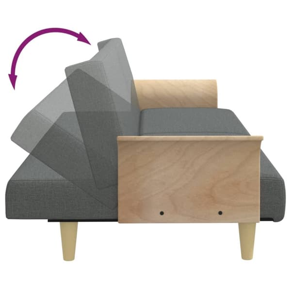 vidaXL Bäddsoffa 2-sits med kuddar och fotpall mörkgrå sammet