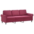Miniatyrbillede 3 af 7: vidaXL 3-personers sofa med fodskammel 180 cm velour vinrød